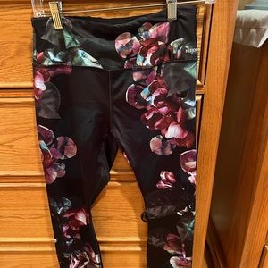 RBX Black and Burgundy Floral Leggings